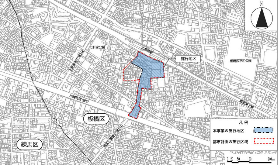 上板橋駅南口の再開発地図