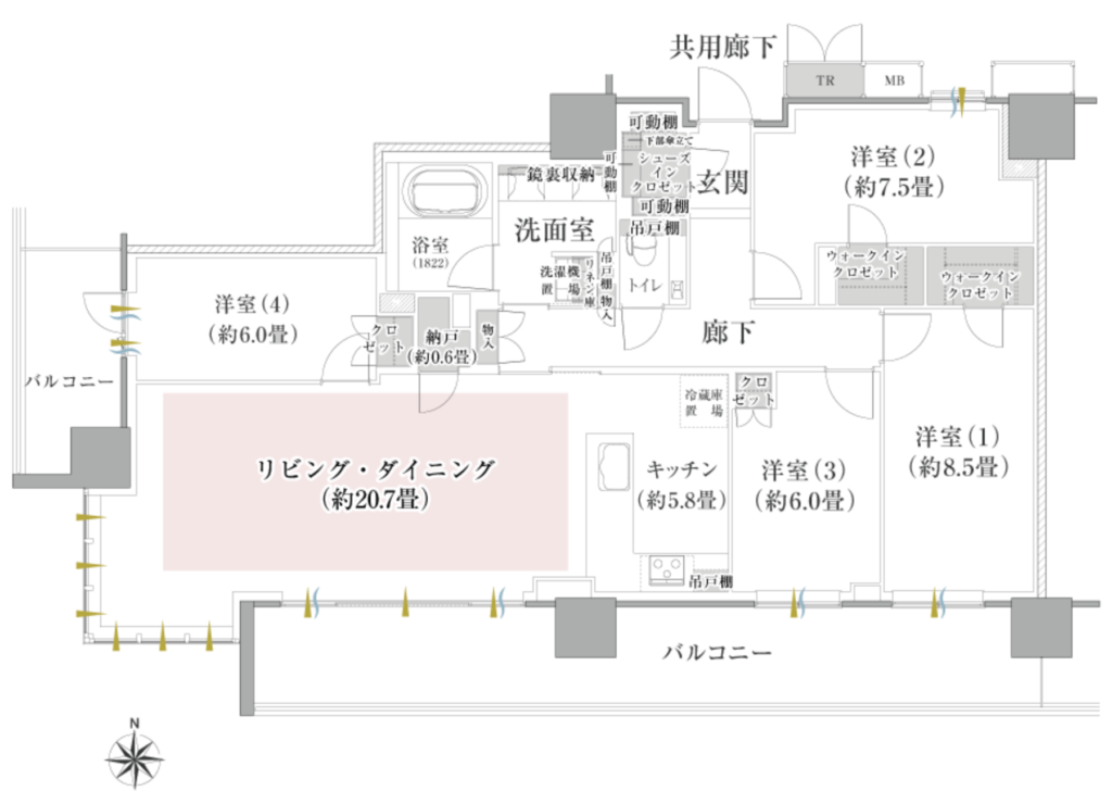 ブリリアタワー前橋のPCタイプ間取り