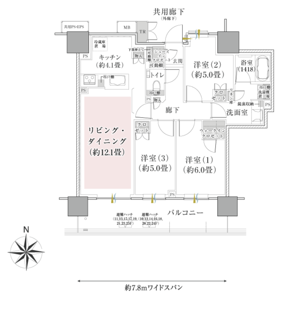 ブリリアタワー前橋間取りJタイプ